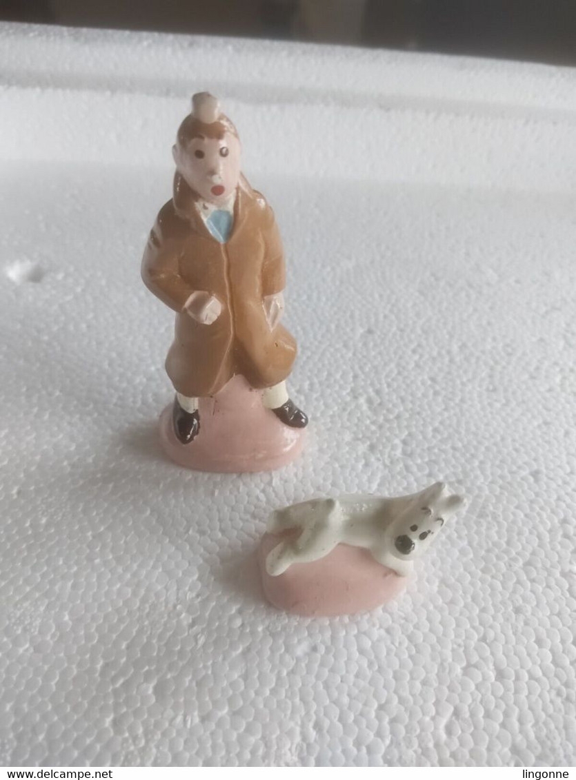 Figurines Plâtre TINTIN Et MILOU De Mako Moulage 80/90 Haut 10 Cm Et 5 Cm Env - Kuifje