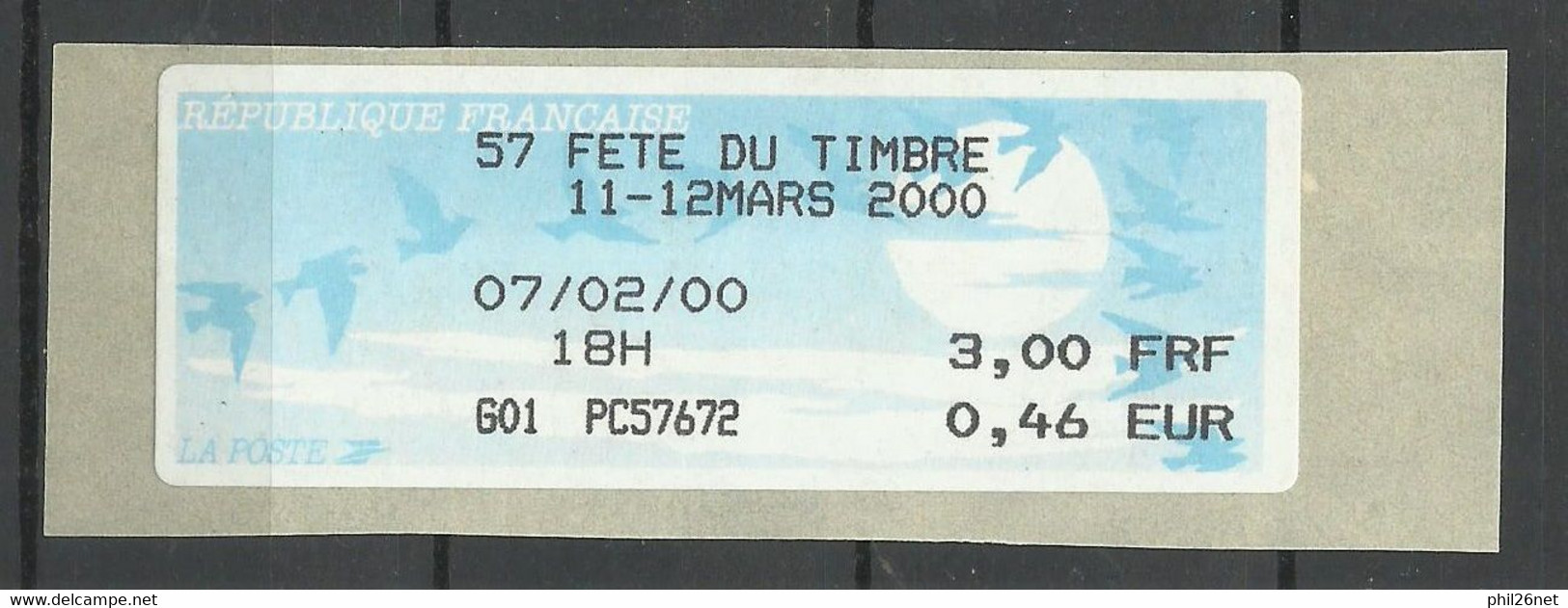 Vignette D'affranchissement Oiseaux De Jubert 0,46 Fête Du Timbre Thionville 11/3/2000 Neuve  B/TB Voir Scan Soldé ! ! ! - Unused Stamps