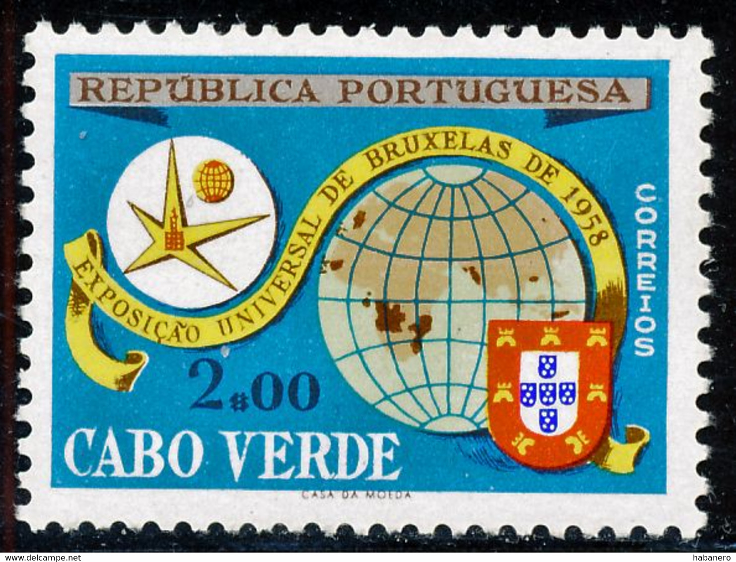 CAPE VERDE 1958 Mi 305 UNIVERSAL WORLD EXPO 1958 MINT STAMP ** - 1958 – Brussel (België)