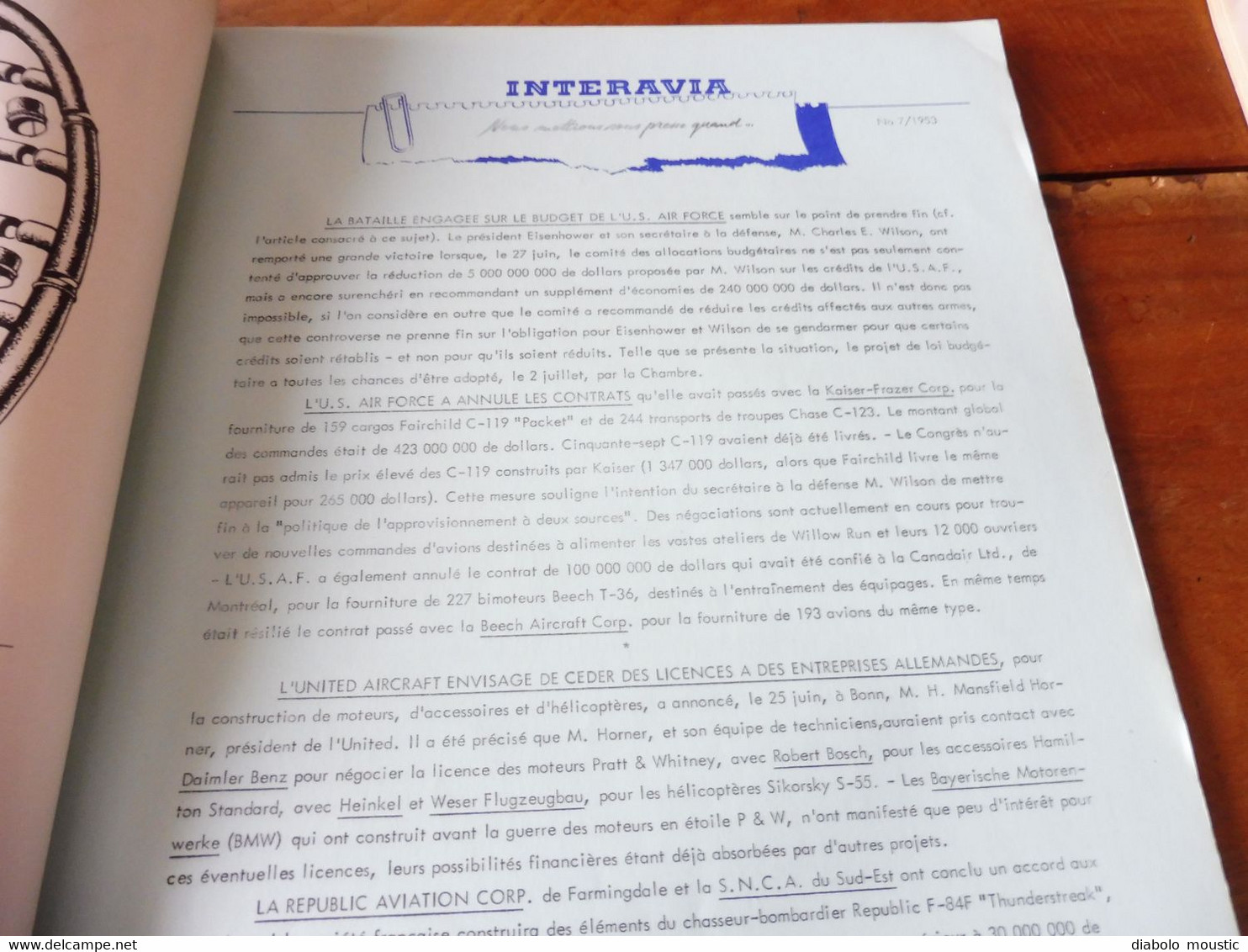 1953 INTERAVIA   (aviation ) - Les travaux de René Leduc , Choisir entre la puissance et le bien-être  ; Etc