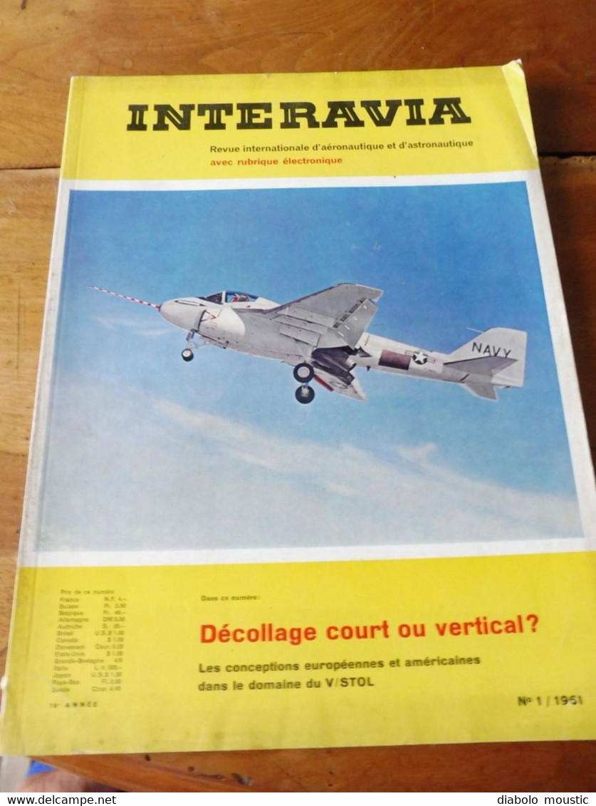 1961 INTERAVIA   (aviation ) - Le BOEING 727 ; Avions De Combats; Fusées, Engins Et Véhicules Spatiaux  ; Etc - Aviation