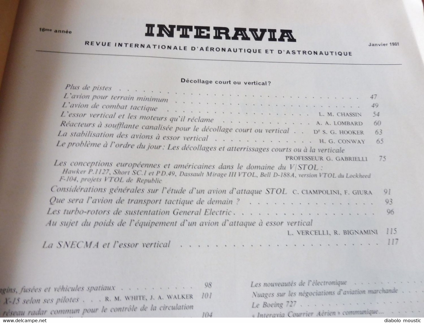 1961 INTERAVIA   (aviation ) - Le BOEING 727 ; Avions De Combats; Fusées, Engins Et Véhicules Spatiaux  ; Etc - Aviation