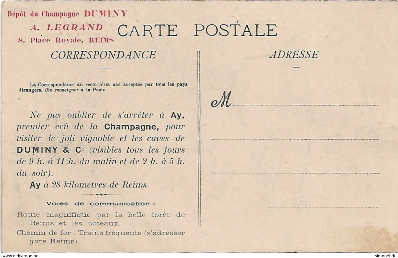AY - Champagne  DUMINY - Réception Et Choix Des Bouteilles - Ay En Champagne