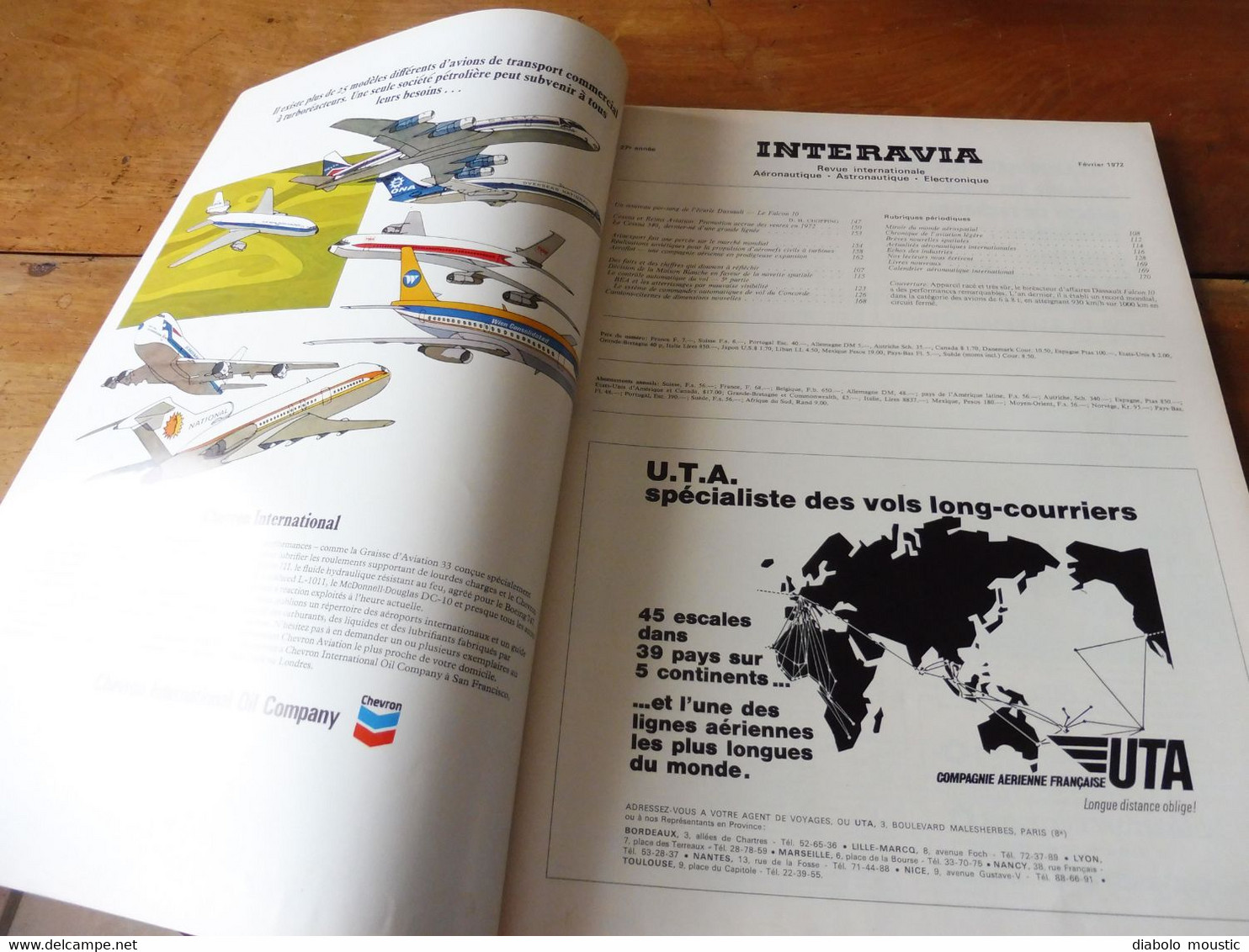 1972 INTERAVIA   (aviation ) - Le Système Automatique De Commandes Du Concorde;  Corvette ; Le F1 ; Etc - Aviación