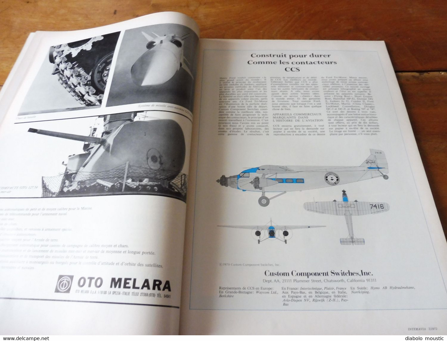 1972 INTERAVIA   (aviation ) - Le système automatique de commandes du Concorde;  Corvette ; Le F1 ; Etc