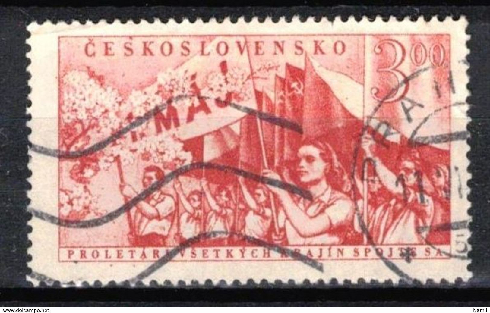 Tchécoslovaquie 1952 Mi 727 (Yv 636), Varieté, Position 28/1, Obliteré - Errors, Freaks & Oddities (EFO)