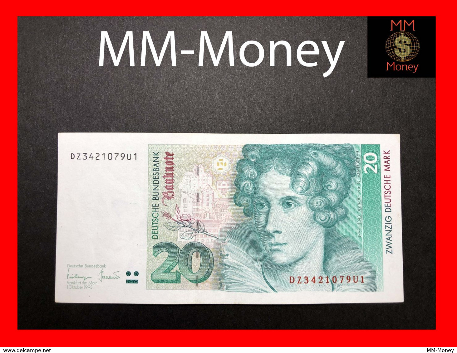 GERMANY  Federal Republic  20 Deutsche Mark  1.10.1993   P. 39    XF - 20 DM