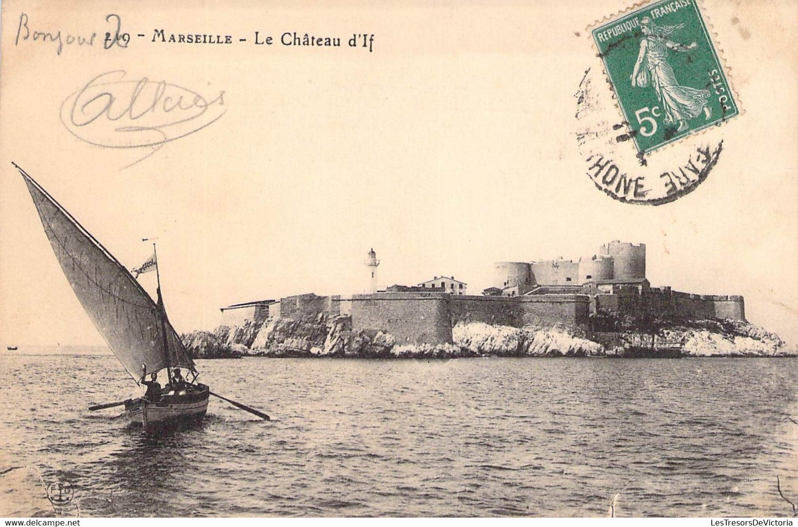 CPA France - Bouche Du Rhône - Marseille - Le Château D'If - Oblitérée Rhône 1911 - Bateau - Sigle Ancre F. G. - Animée - Festung (Château D'If), Frioul, Inseln...