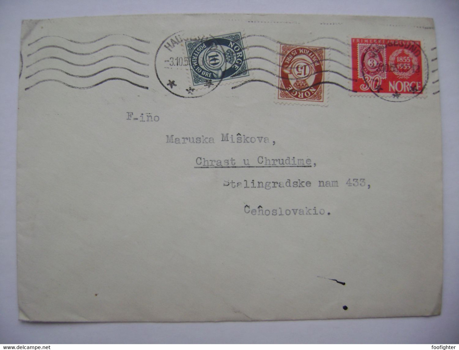 Cover Norway 1955 - Haugesund - Czechoslovakia - Lettres & Documents