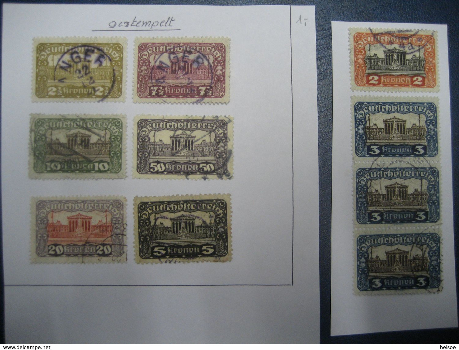 Österreich 1919/21- Republik Deutsch-Österreich Lot Freimarken Parlamentsgebäude Aus Mi. 284-292 Gebraucht - Oblitérés