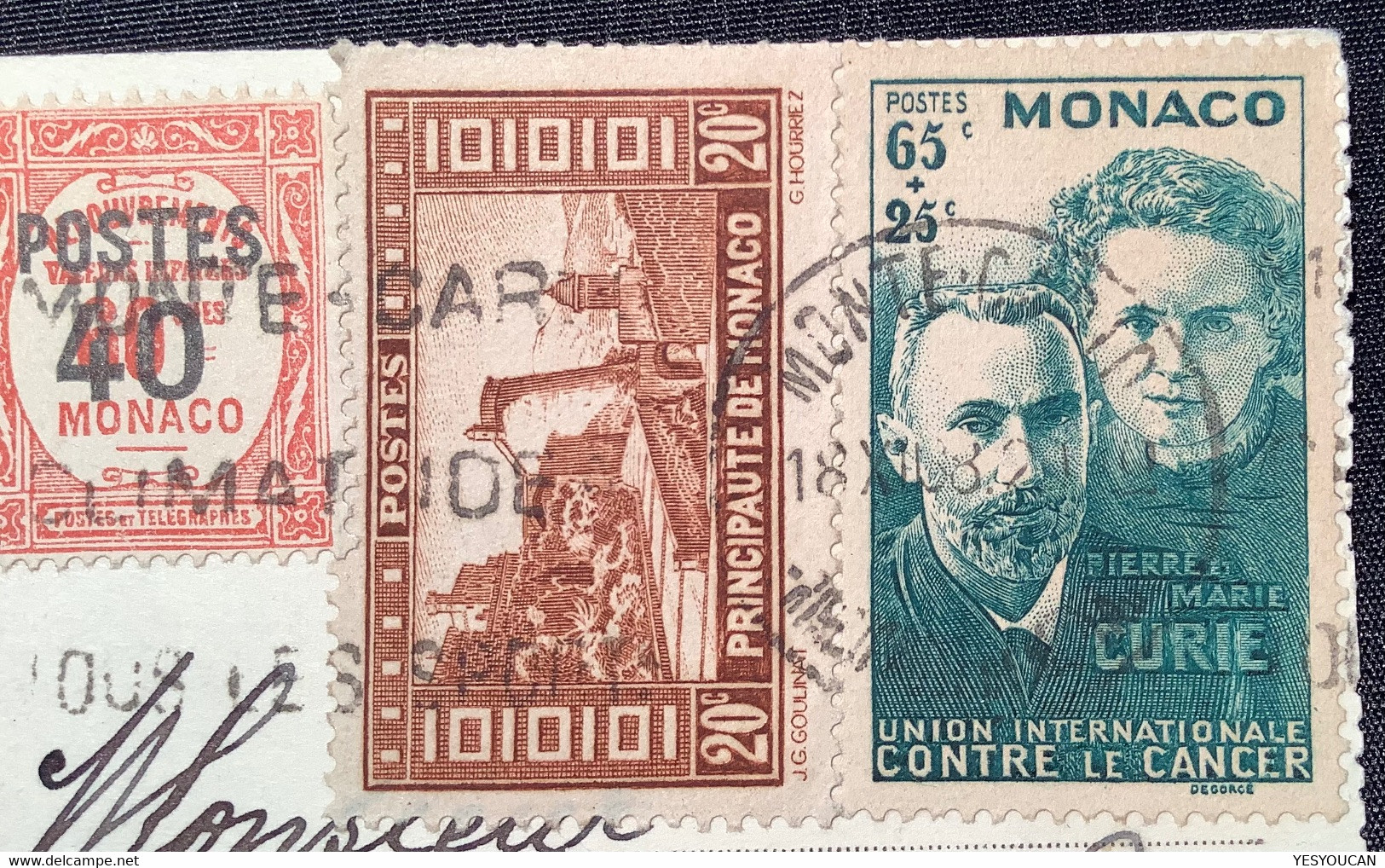 Monaco 1938 65c+25c Pierre & Marie Curie Cancer 1938 YT 167>Schweiz (lettre Cover Science Physics Medicine Nobel Prize - Covers & Documents