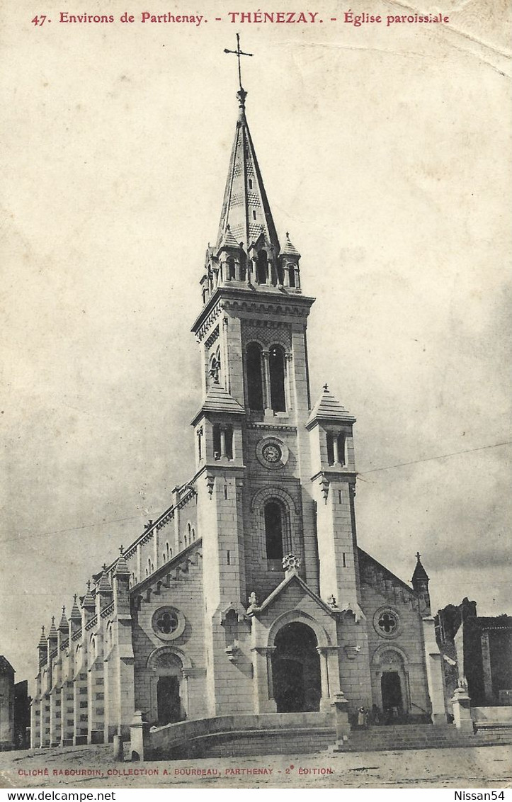 CPA THENEZAY - EGLISE PAROISSIALE - ENVIRON DE PARTHENAY - Thenezay