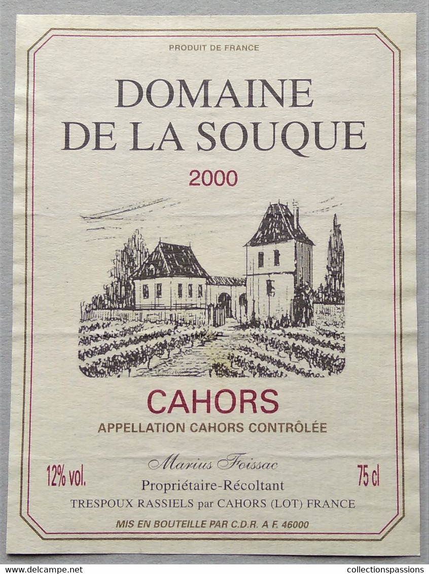 Ancienne étiquette - Cahors - Domaine De La Souque - 2000 - - Cahors