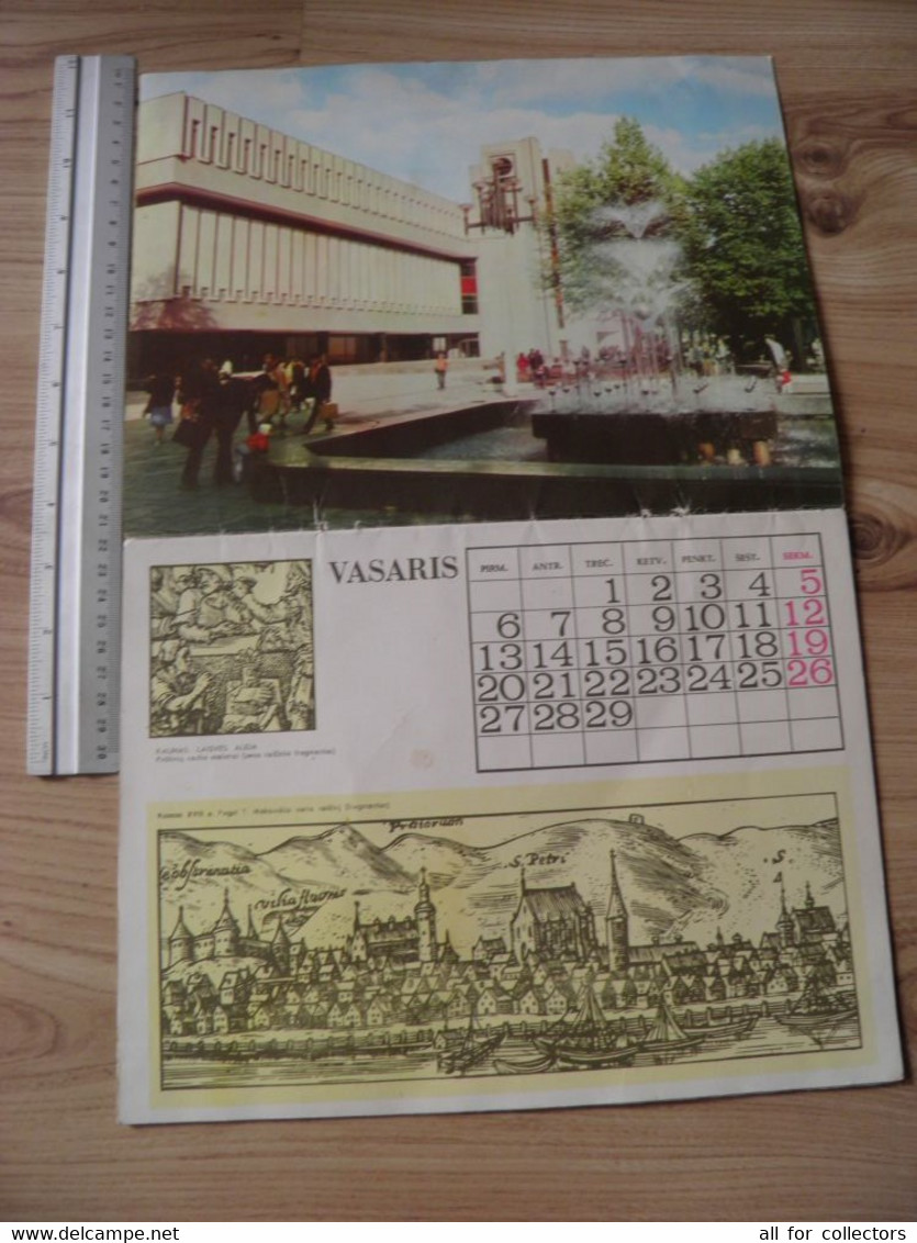 Large Size Calendar 1984 Ussr Lithuania Soviet Occupation Period Lithuanian Cities 21,5x28cm - Grand Format : 1981-90