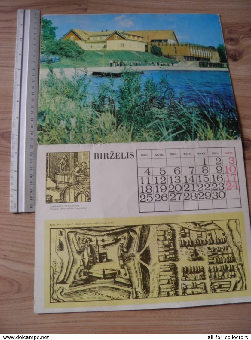 large size calendar 1984 ussr Lithuania soviet occupation period Lithuanian cities 21,5x28cm