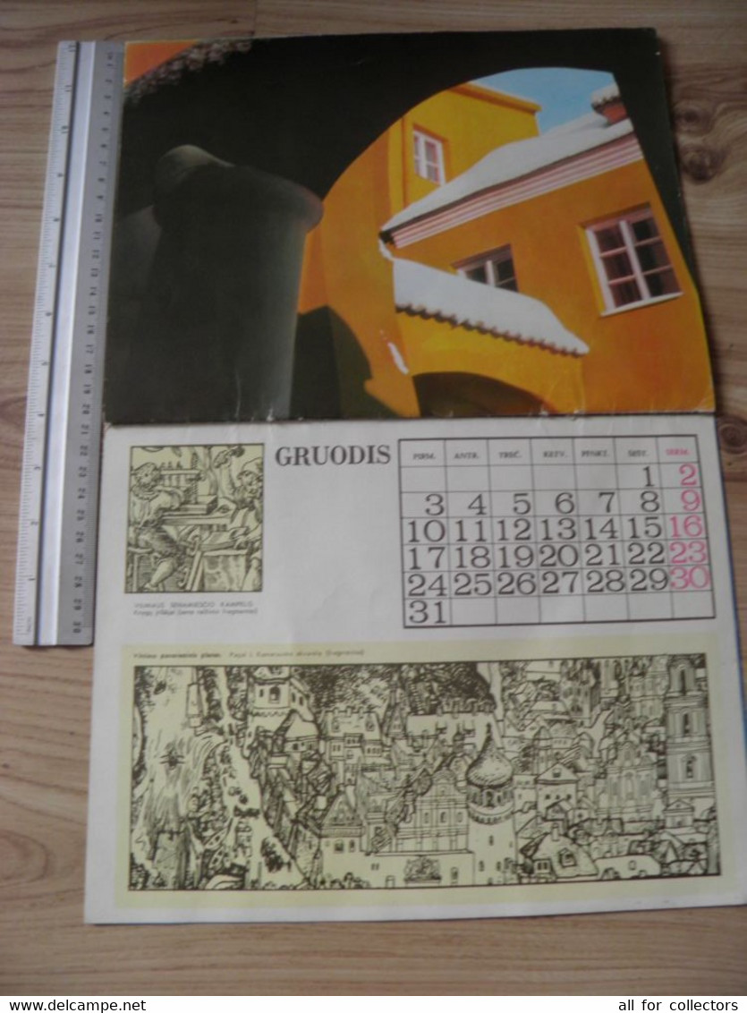 large size calendar 1984 ussr Lithuania soviet occupation period Lithuanian cities 21,5x28cm