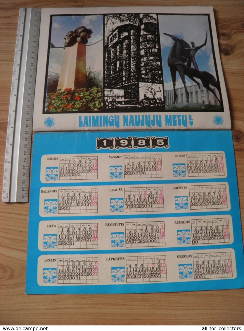 large size calendar 1984 ussr Lithuania soviet occupation period Lithuanian cities 21,5x28cm