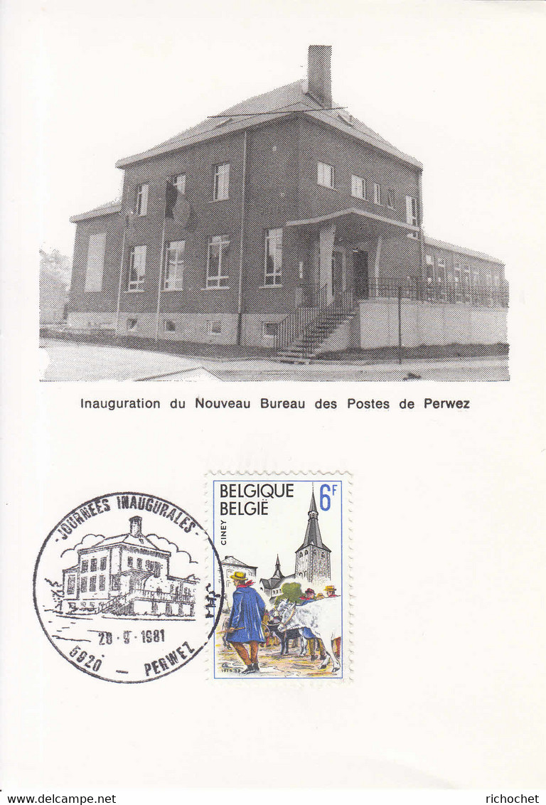 BELGIQUE N° 1954 Journées Inaugurales Nouvelle Poste à Perwez 26-09-1981 2 Cartes Ancienne Et Nouvelle Poste En Illust. - Grenzübergangsstellen