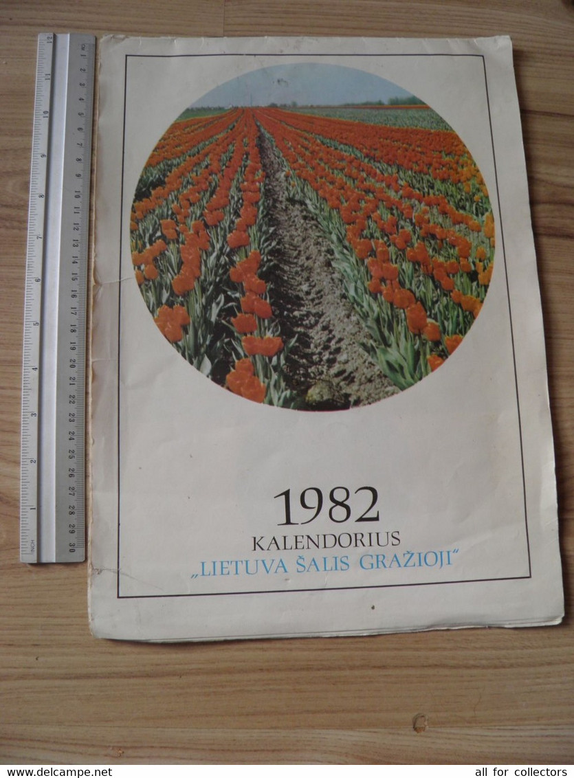 Large Size Calendar 1982 Ussr Lithuania Soviet Occupation Period 25,5x35cm - Grand Format : 1981-90