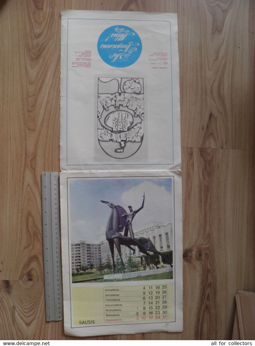 Large Size Calendar 1982 Ussr Lithuania Soviet Occupation Period 25,5x35cm - Grand Format : 1981-90