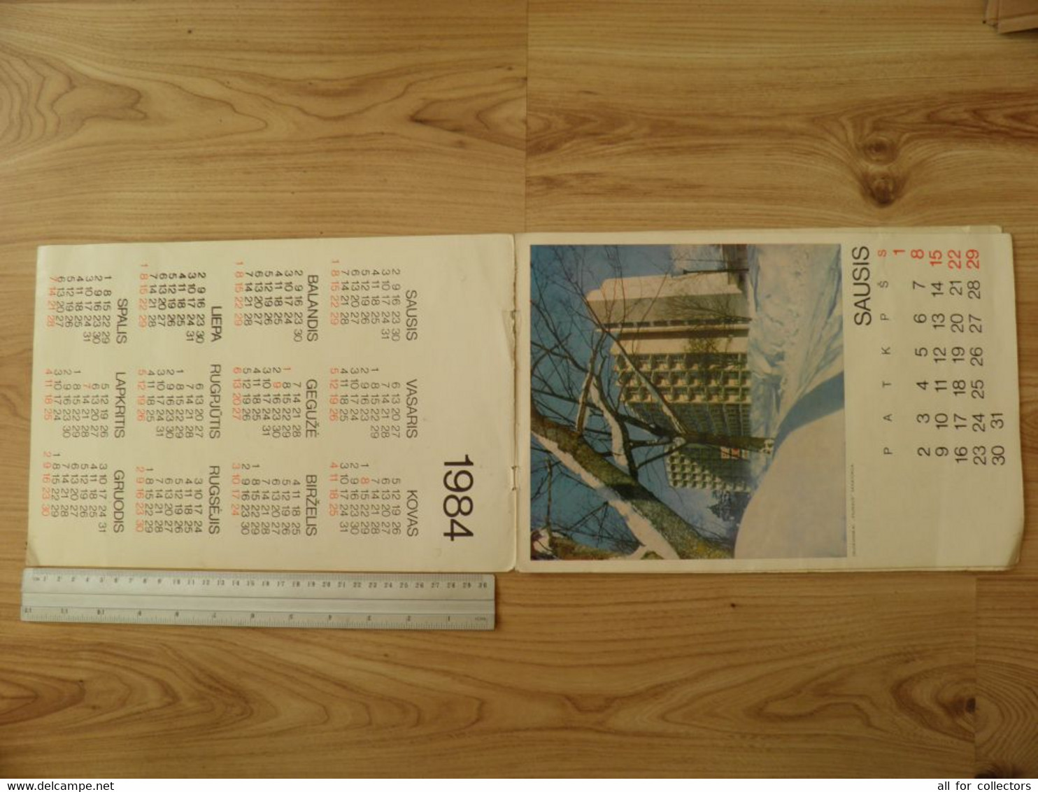 Large Size Calendar 1984 Ussr Lithuania Soviet Occupation Period Lithuanian Resorts 21,5x32,5cm - Grand Format : 1981-90