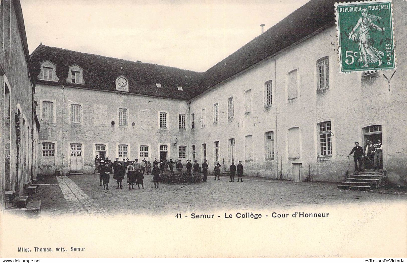 CPA France - Côte D'Or - Semur - Le Collège - Cour D'Honneur - Miles Thomas Edit. Semur - Animée - Enfants - Professeurs - Semur