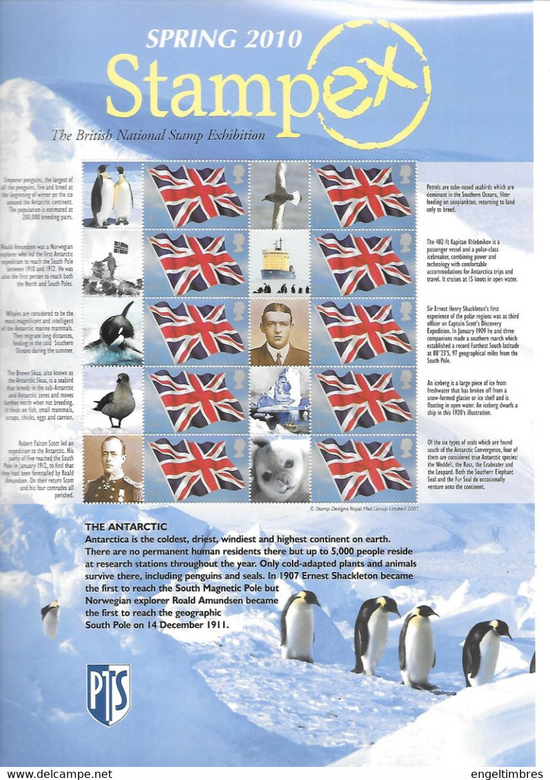 GB  STAMPEX Smilers Sheets   SPRING 2010 -    The ANTARTIC - Timbres Personnalisés