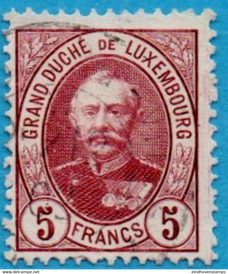 Luxemburg 1891, 5 Fr Adolf 1 Value Prf 12½ Cancelled - 1906 Guillermo IV