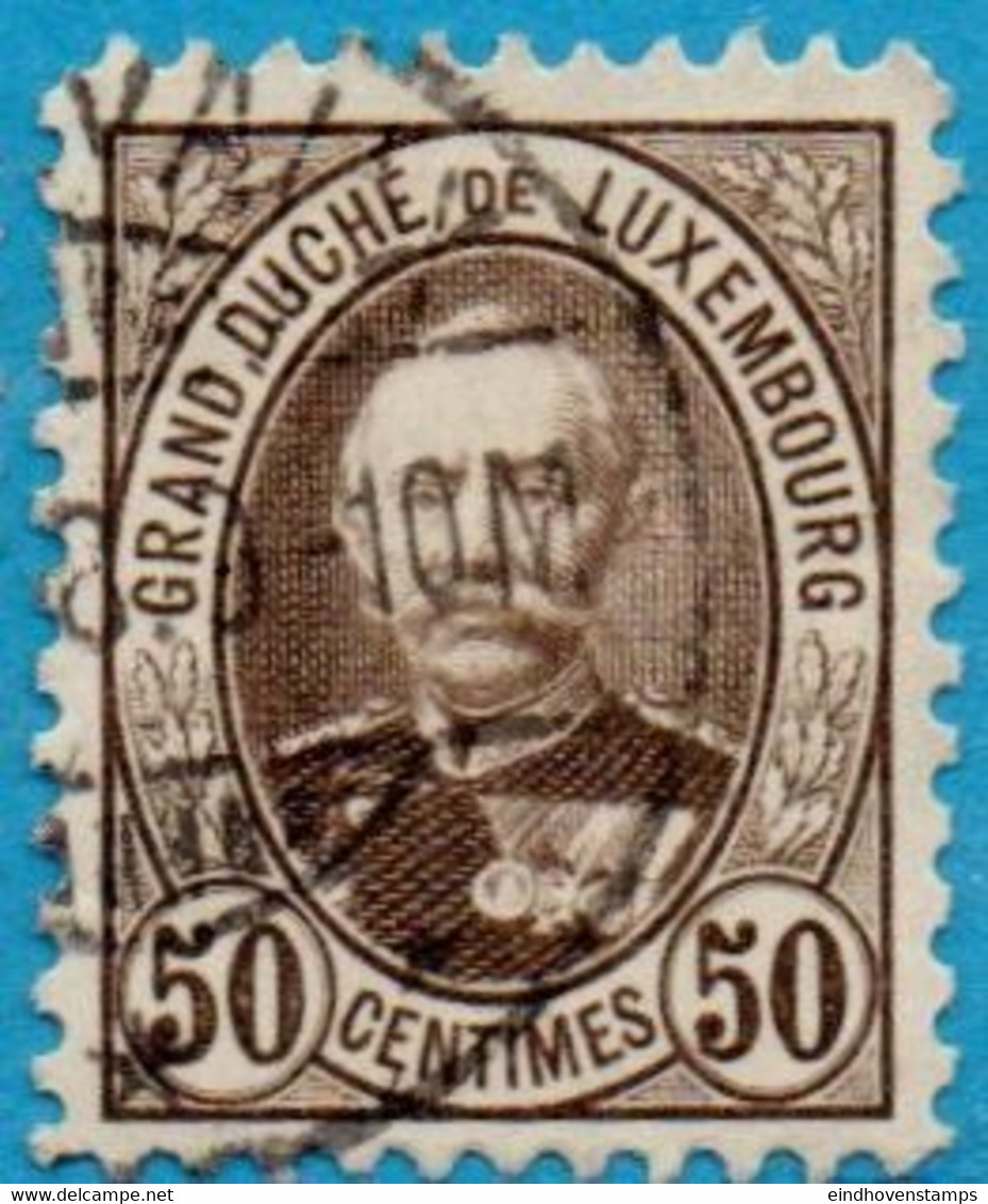 Luxemburg 1891, 50 C Adolf 1 Value Prf 11½x11 Cancelled 2211.1223 - 1906 Wilhelm IV.