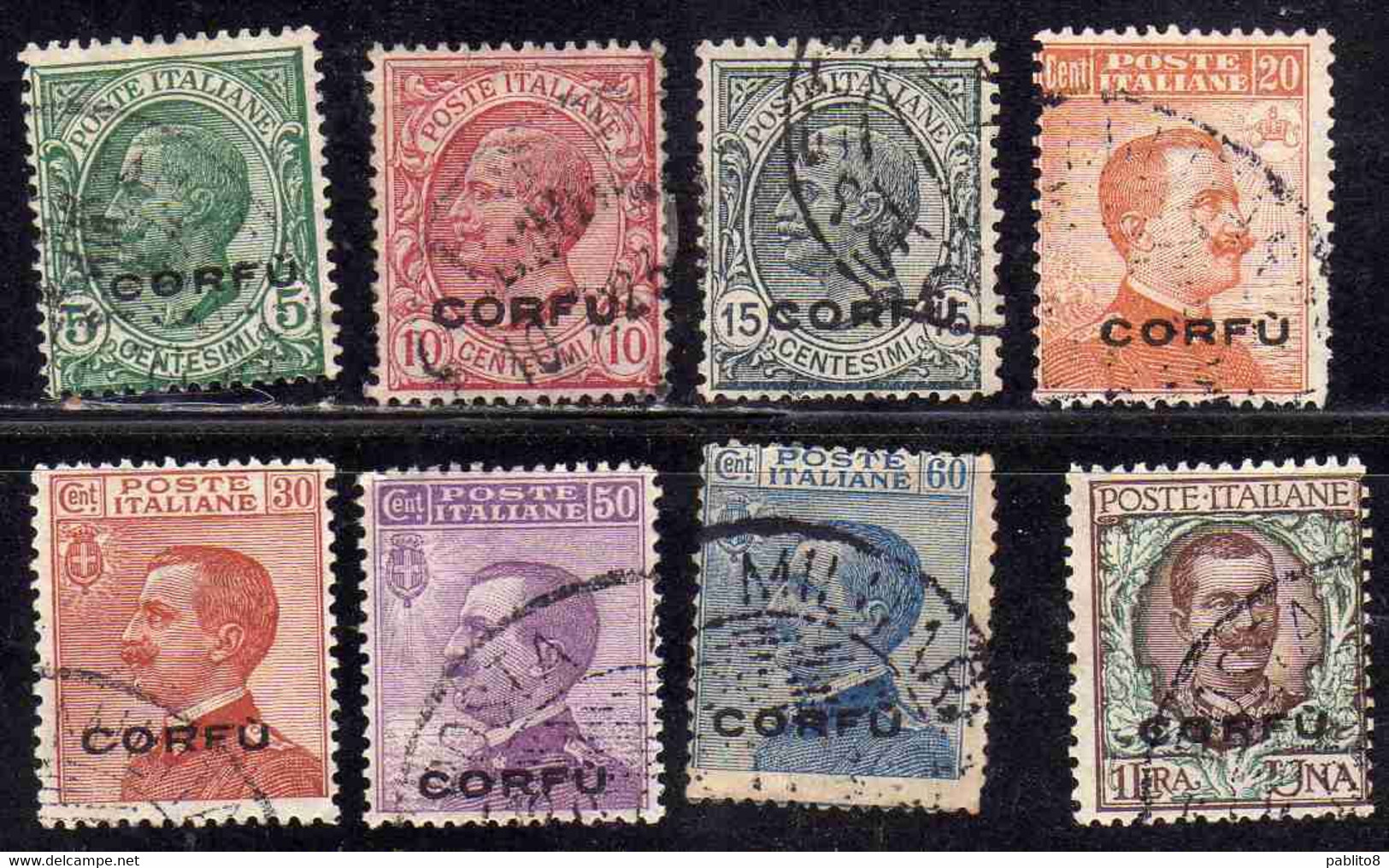 CORFU' 1923 SOPRASTAMPATI D'ITALIA ITALY OVERPRINTED SERIE COMPLETA COMPLETE SET USATA USED OBLITERE' - Corfou