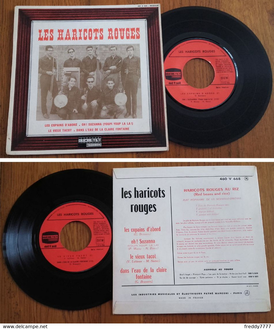 RARE French EP 45t RPM BIEM (7") LES HARICOTS ROUGES «Les Copains D'abord» (Georges Brassens, 1965) - Jazz