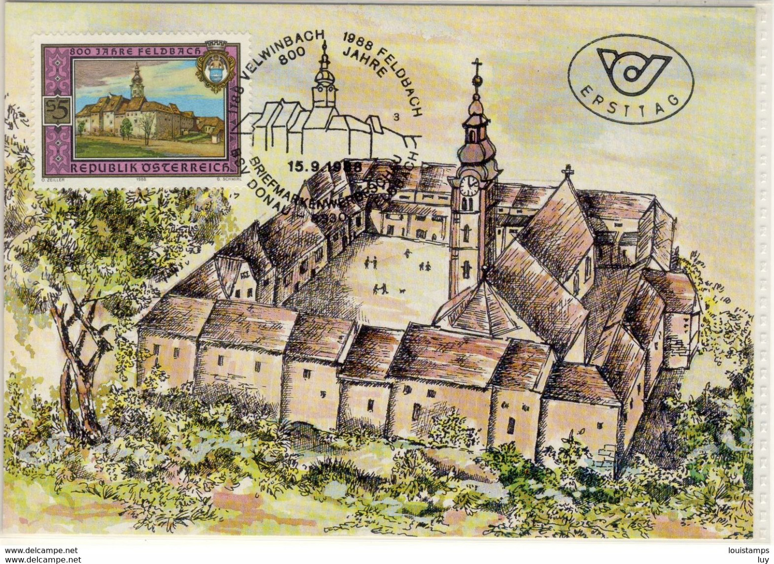 FDC, Austria Maxi Card,800 Jahre Feldbach / Velwinbach, 1988, - Feldbach