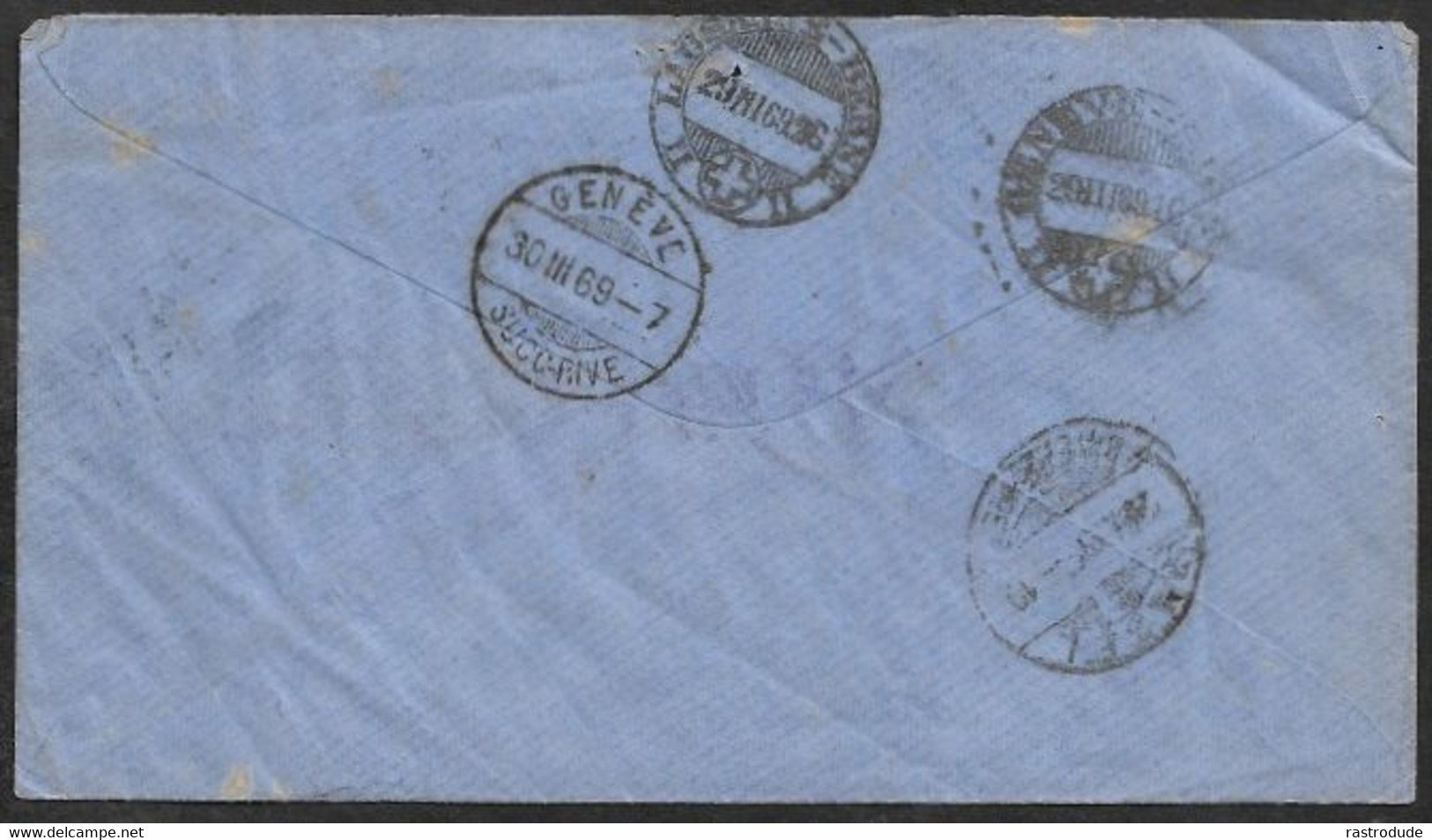 1869 15C LINCOLN F. GRILL (SC.98) ON COVER TO GENEVA, SWITZERLAND - VIA PRUSSIA CLOSED MAIL - RARE DESTINATION - Storia Postale