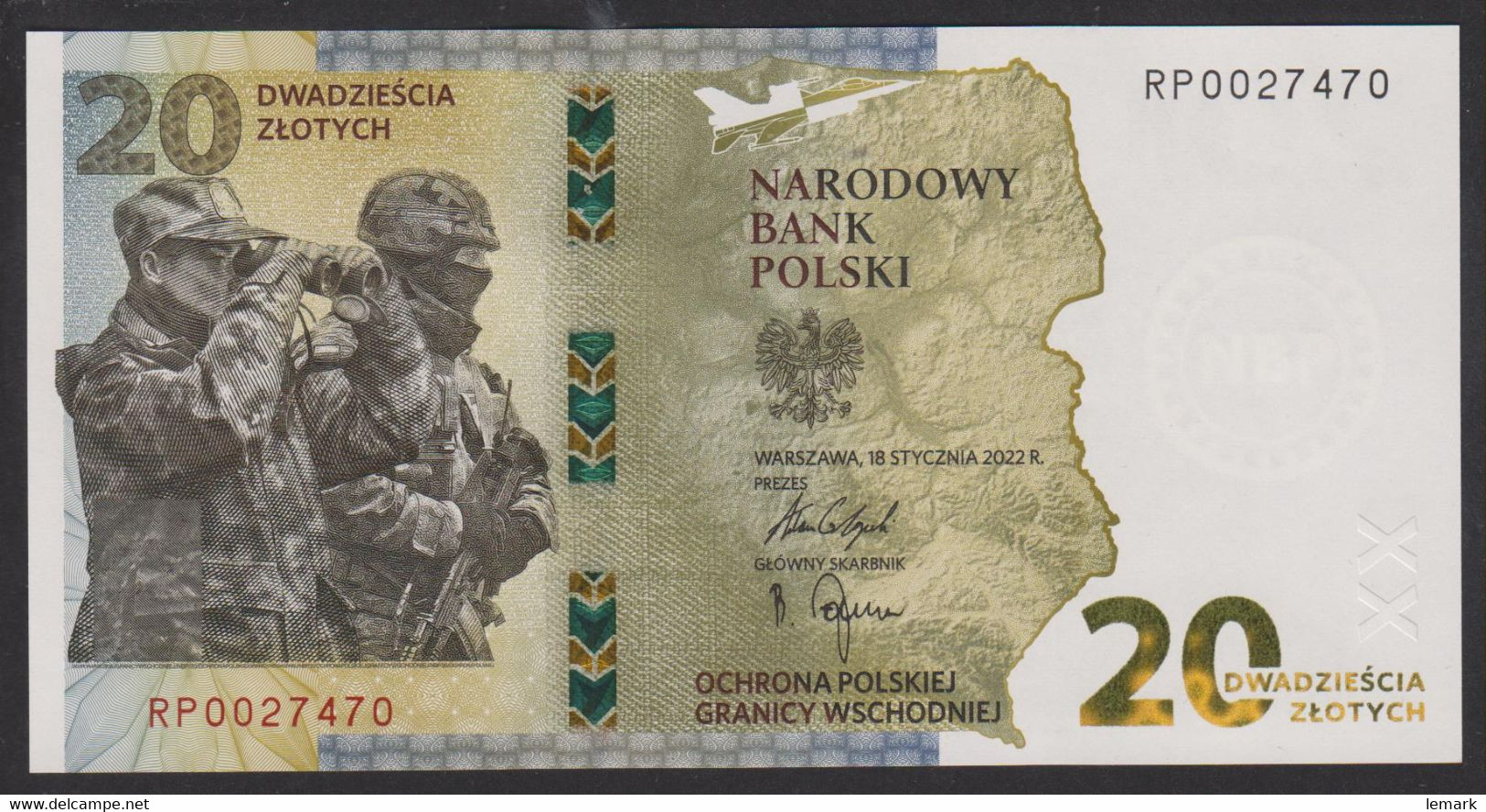 Poland 20 Złoty 2022 P196 Defense Of The Polish Eastern Border With Folder UNC - Pologne