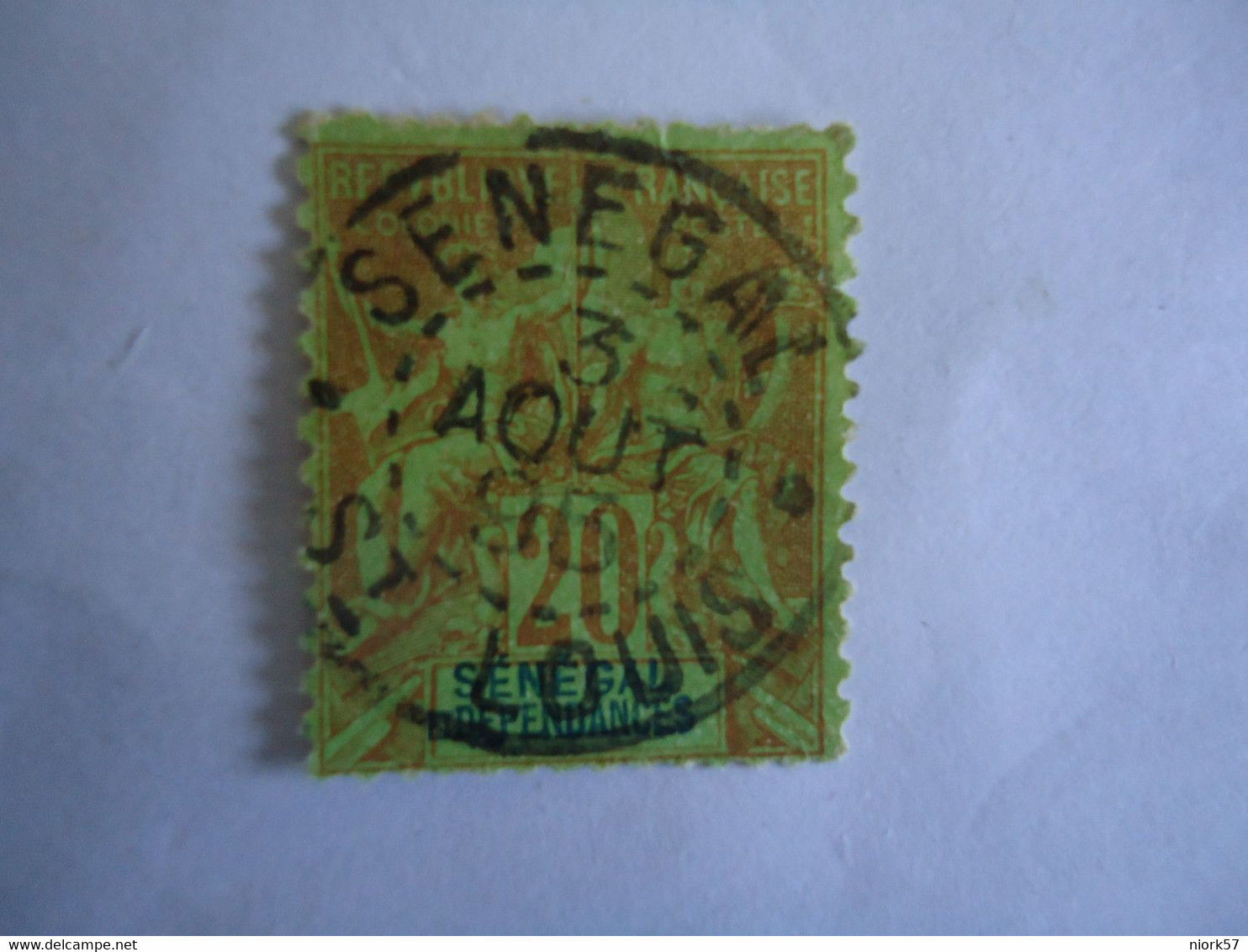 SENEGAL   FRANCE  COLONIES  USED   STAMPS  20C  WITH POSTMARK ST LUIS  1895 - Other & Unclassified