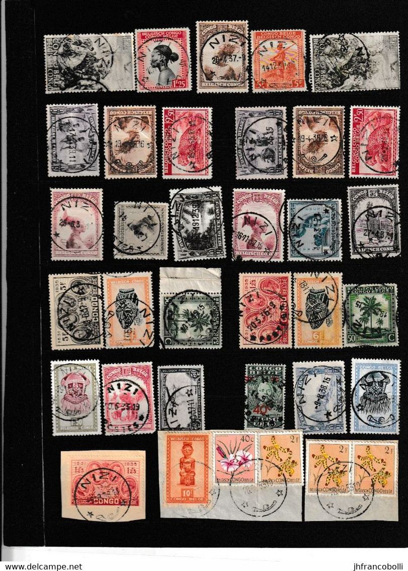 (°) BELGIAN CONGO / CONGO BELGE = NIZI CANCEL STUDY WITH 33 STAMPS - Plaatfouten En Curiosa