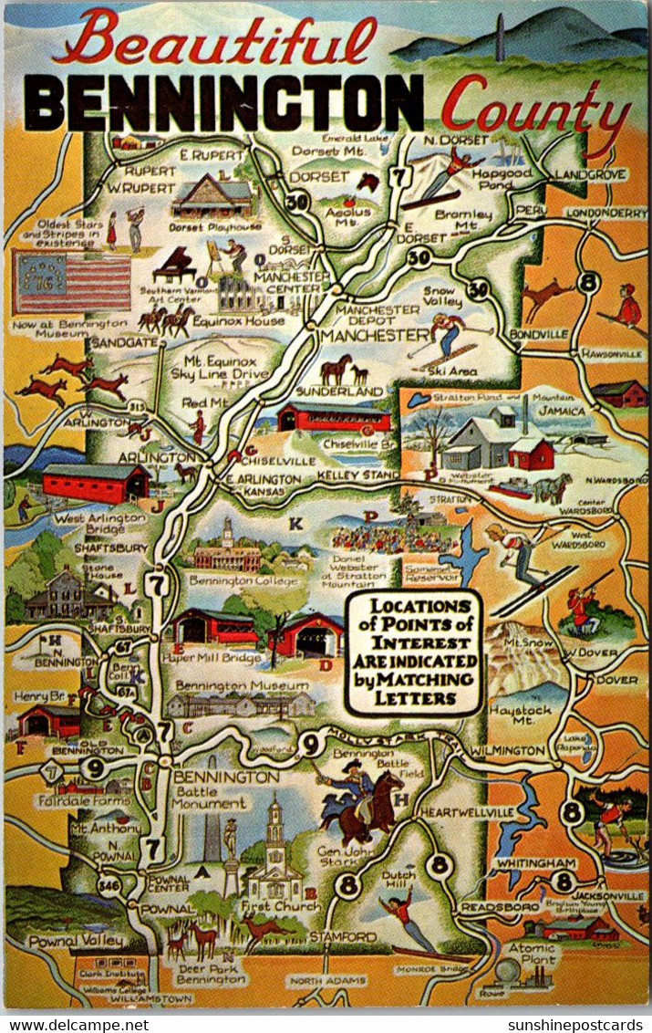 Vermont Pictorial Map Of Bennington County - Bennington