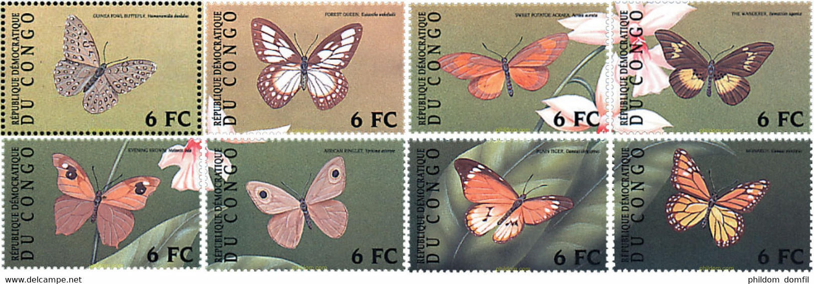 143312 MNH CONGO. República Democrática 2001 MARIPOSAS DE AFRICA - Afgestempeld