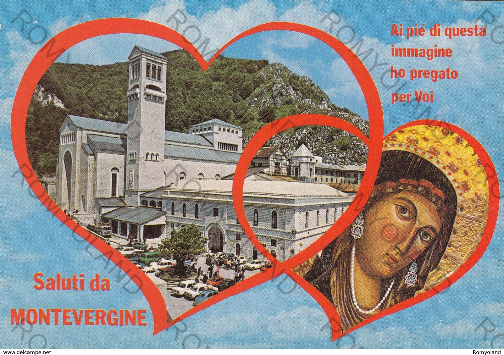 CARTOLINA  AVELLINO,CAMPANIA,SALUTI-SANTUARIO DI MONTEVERGINE M.1270,STORIA,MEMORIA,CULTURA,BELLA ITALIA,NON VIAGGIATA - Avellino