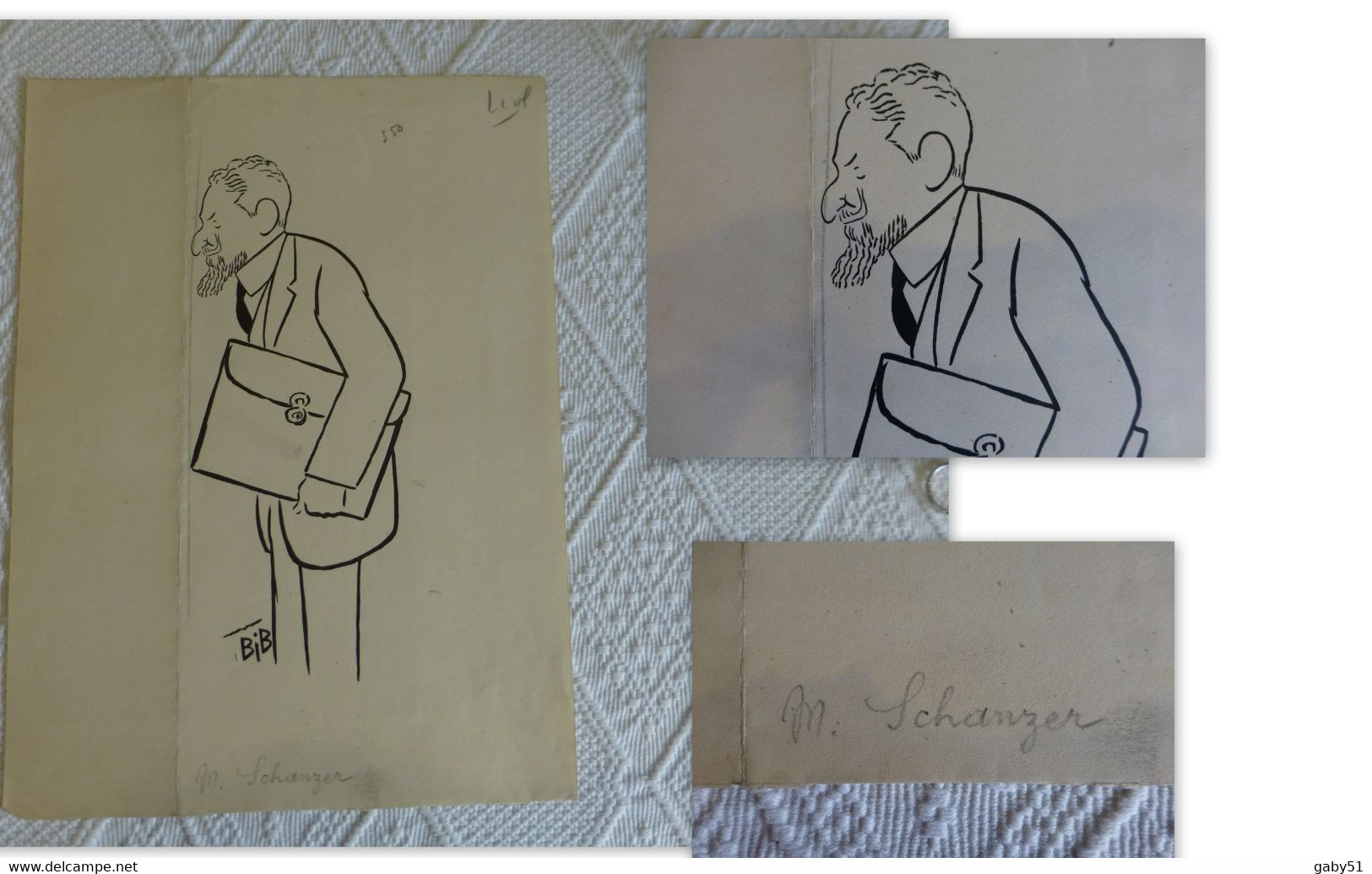 Carlos Schanzer, Homme Politique ITALIE Dessin Original De Georges Breitel Vers 1930, Encre De Chine, UNIQUE ; G 04 - Dessins