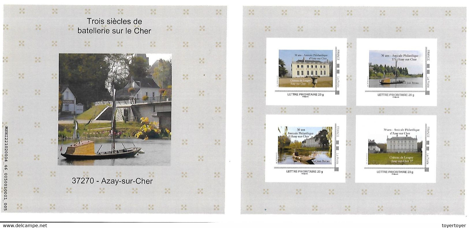 A371 Collector Pour Les 30 Ans De L'Amicale Philatélique D'Azay Sur Cher. Fluteau Et Château De Leugny - Collectors