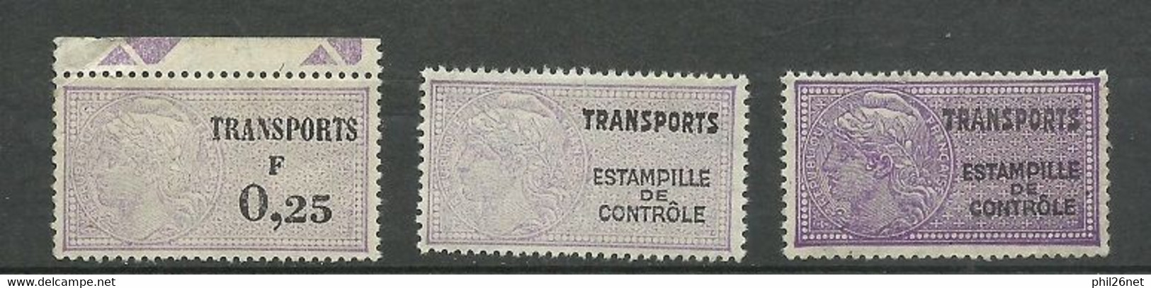 France  Fiscaux Transports  N°9A  ; 12A Et 13A    Neufs * *  B/TB     Voir Scans Soldé ! ! ! - LKW