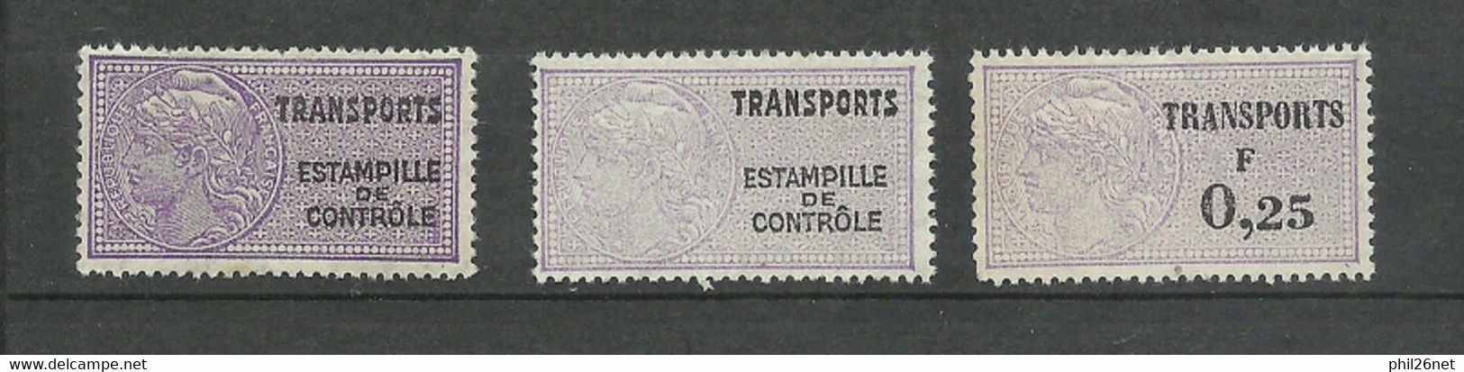 France  Fiscaux Transports  N°9A  ; 12A Et 13A    Neufs * *  B/TB     Voir Scans Soldé ! ! ! - Timbres