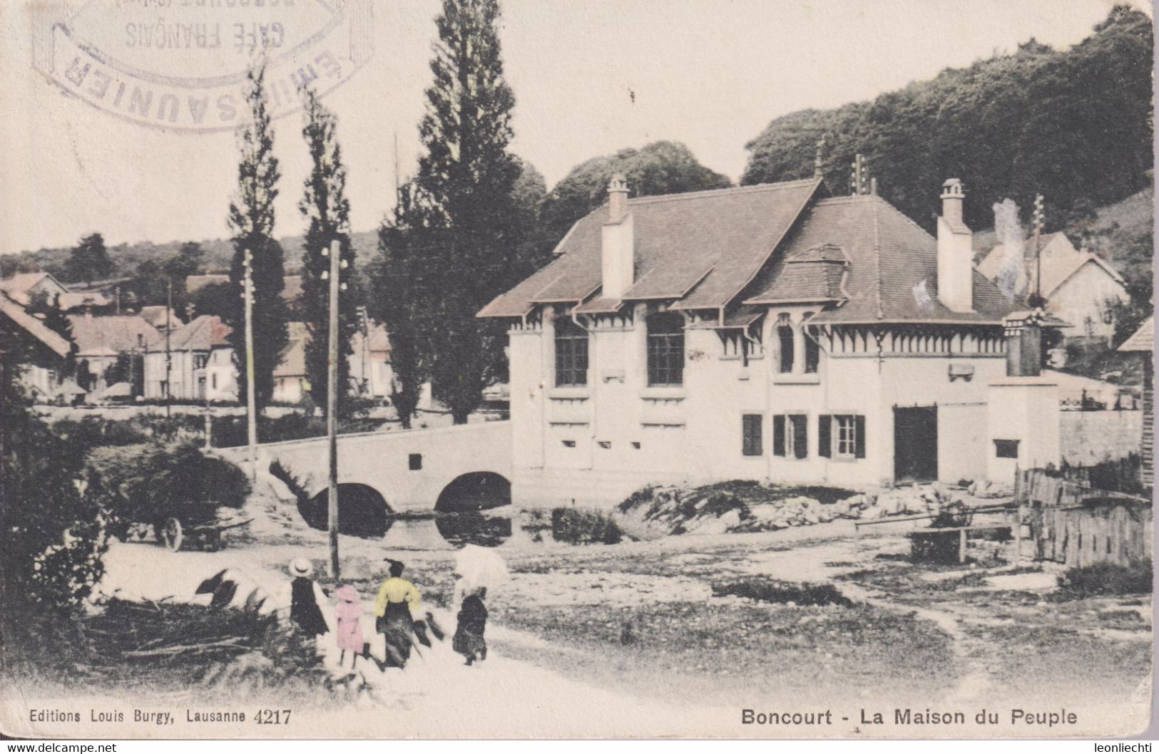 AK: CARTE POSTALE,1908  Boncourt - La Maison Du Peuple. Gelaufen Von Boncourt Nach Portsmouth - Boncourt