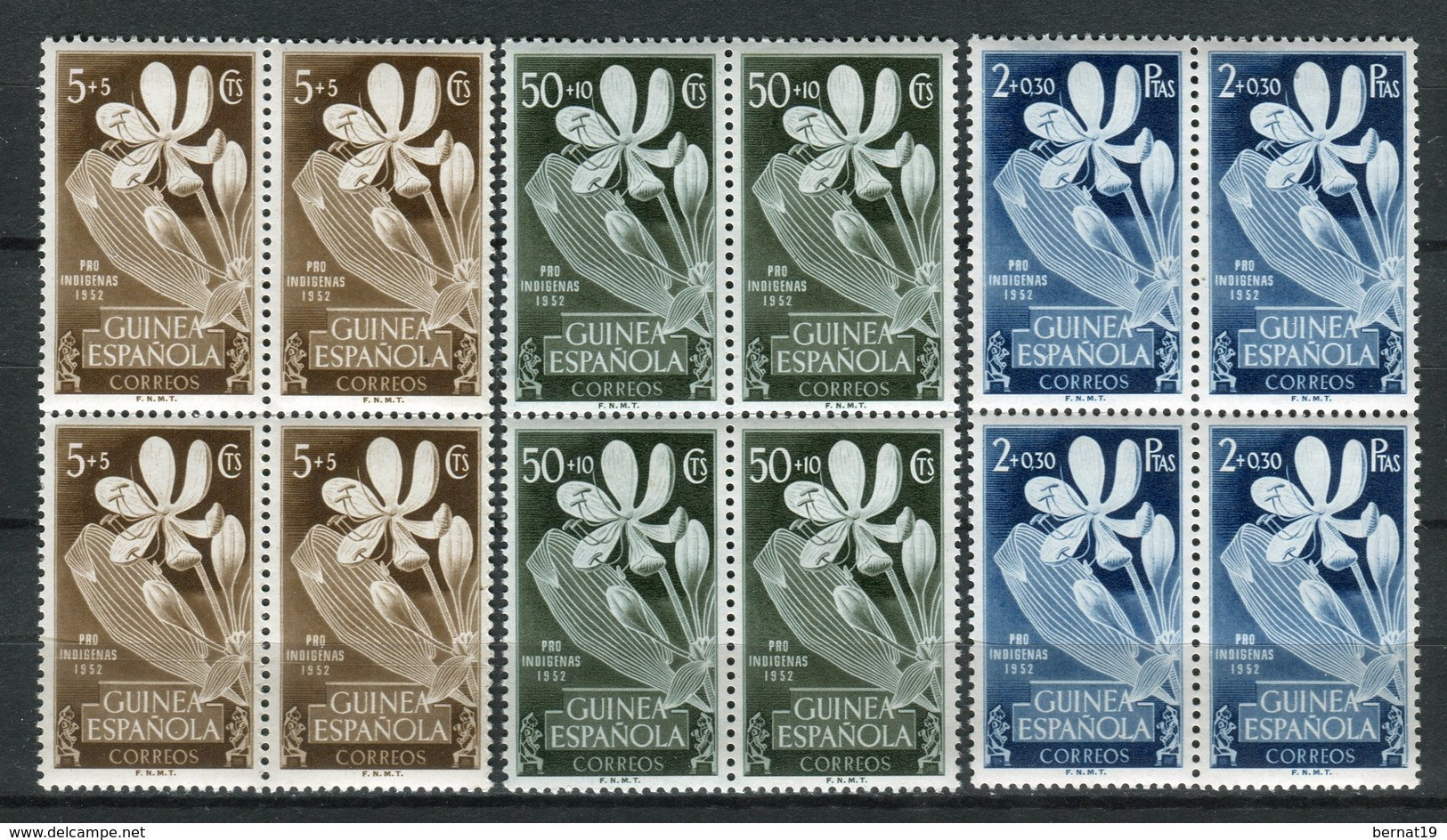 Guinea Española 1952. Edifil 314-16 X 8 ** MNH. - Guinea Española