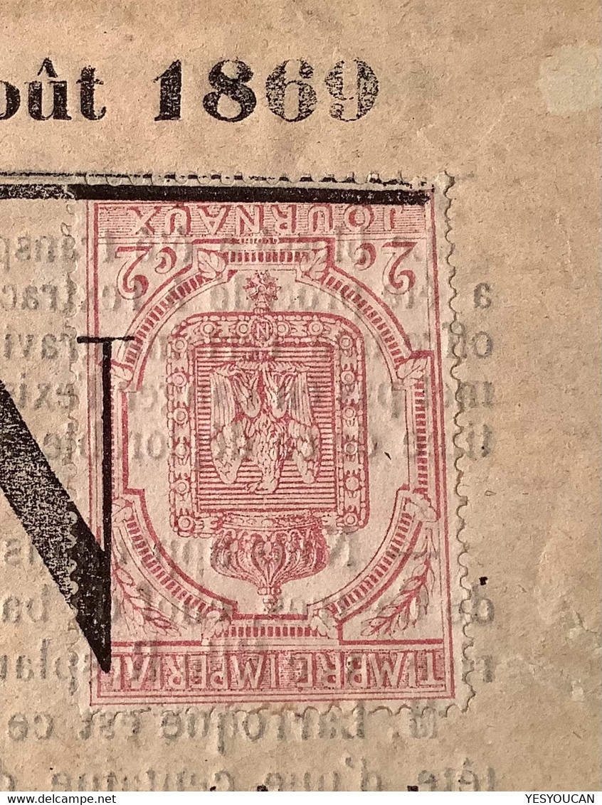 L’ AIGLE DU TARN CASTRES 77 1869 Journal Complet  Timbres Pour Journaux 2c Rouge Annulation Typographique(France Lettre - Periódicos