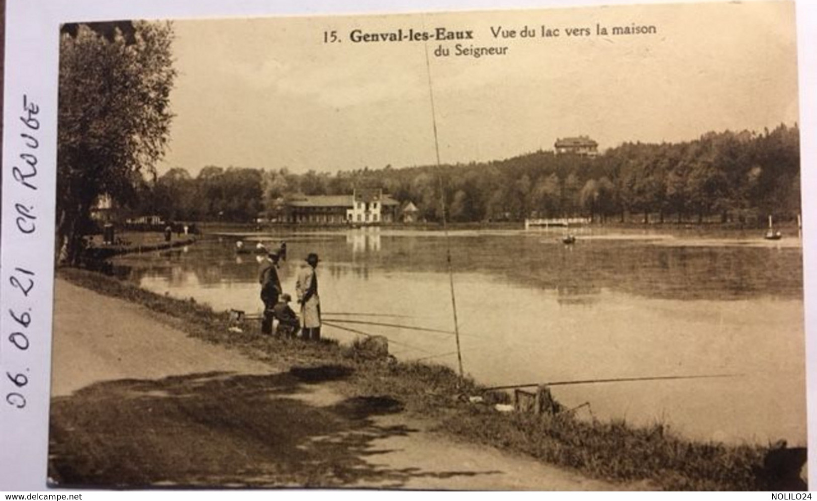 Cpa, Genval Les Eaux Vue Du Lac Vers La Maison Du Seigneur, éd Belge,Animée, Pêcheurs,  Non écrite, BELGIQUE - Rixensart