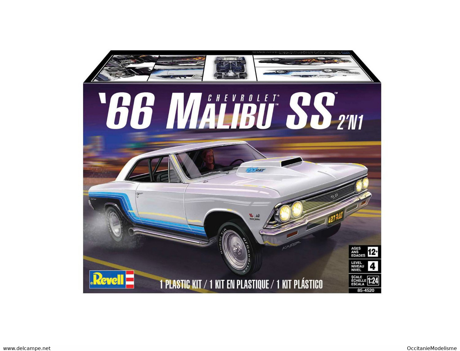 Revell - CHEVROLET MALIBU SS 1966 2N'1 maquette kit plastique réf. 14520 85-4520 Neuf NBO 1/24