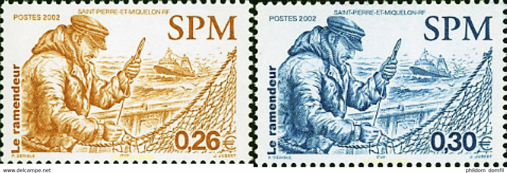 99789 MNH SAN PEDRO Y MIQUELON 2002 EL PESCADOR REMENDON - Oblitérés