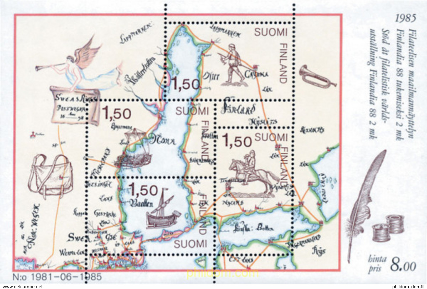 103171 MNH FINLANDIA 1985 FINLANDIA 88. EXPOSICION FILATELICA INTERNACIONAL - Altri & Non Classificati